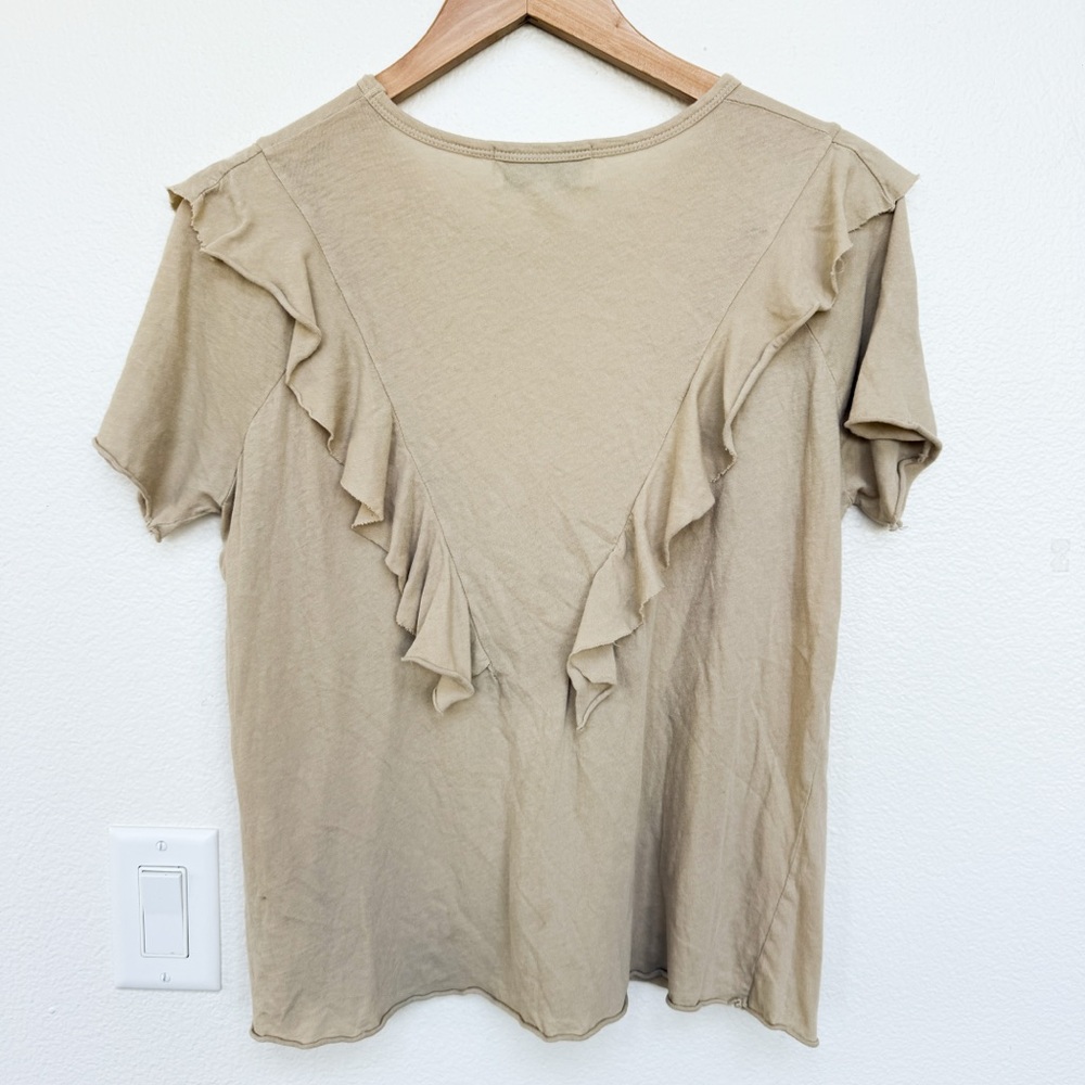 Wildfox Cream Ruffle Top Size M - Picture 4 of 4